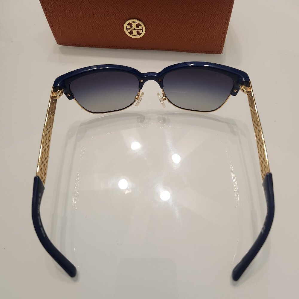 Tory Burch Sunglasses and Case - TY6032 Navy Gold - Picture 3 of 9